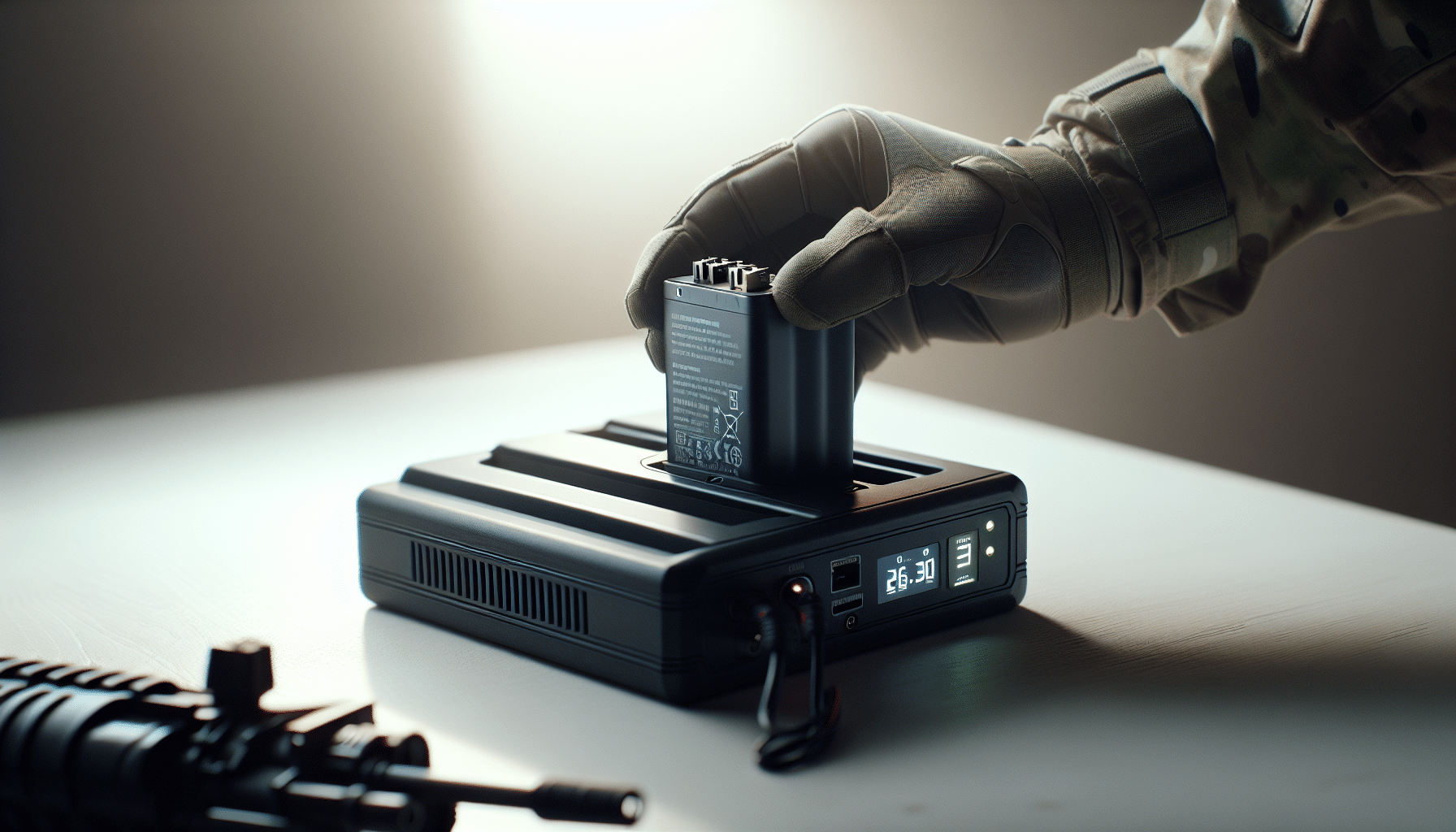 User inserting Makita-compatible battery into rapid charger with visible cooling fans, demonstrating safe charging solution.