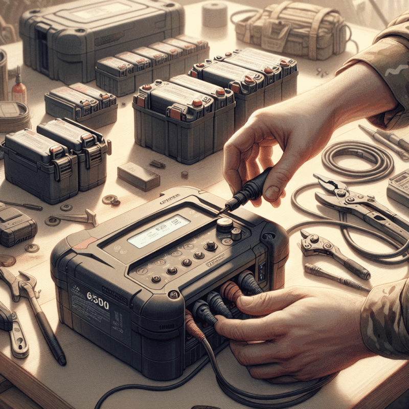 VoltGuard 6500 review image showing charger on UK jobsite with hand inserting battery